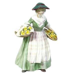 Vintage Royal Doulton Daffy Down Dilly HN 1712 Figurine 8" Green Flower Seller